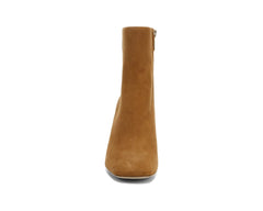 Sam Edelman Codie Frontier Brown Leather Side Zipper Square Toe Block Heel Boots