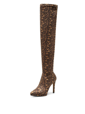 Jessica Simpson Vallrie High Heel Over The Knee Suede Pointed Toe Boots Natural