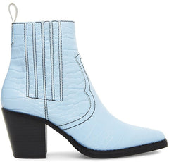 Steve Madden Geniva Light Blue Crocodile Pull On Square Toe Classic Western Boot