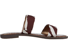 Sam Edelman Gala Brown Multi Fashion Slip On Open Toe Flat Manmade Slide Sandals