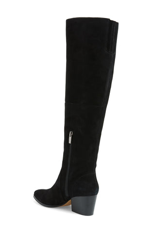 Vince Camuto Kreesell Black Suede Fashion Pointed Toe Round Toe Knee High Boots