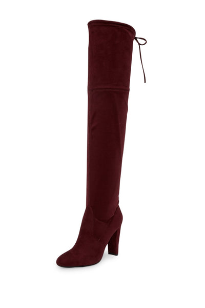 Charles David Sycamore Merlot Burgundy Suede Block Heel Over-The-Knee Boots