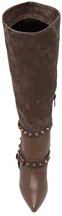 Ivy Kirzhner Parachute Stud Boot TARTUFO Taupe Knee High Pointed Toe Dress Boots