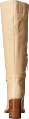 Sam Edelman Elsy Eggshell Rounded Toe Stacked Block Heel Knee High Fashion Boots