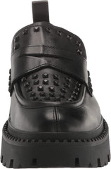 Ash Genius Black Pull On Studded Rounded Toe Platform Lug Sole Fashion Loafers