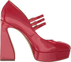 Jessica Simpson Darena Richest Red Buckle Straps Block High Heel Platform Sandal