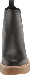 Dolce Vita Harte H2O Black Leather Pull On Chunky Lugged Block Heel Ankle Boots