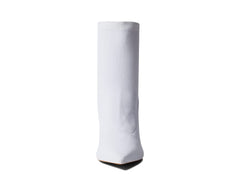 Schutz Marila White Pull On Stretchy Block Heel Pointed Toe Fashion Mesh Boots