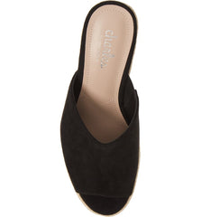 Charles David Lawrence Black High Platform Open Toe Espadrille Wedge Sandals