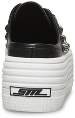 Steve Madden Bridget30 Black/White Lace Up Closed Mule Platform Fashion Sneaker