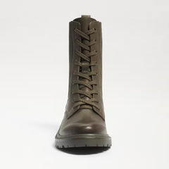 Sam Edelman Lydell Alpine Green Block Heel Round Toe Lace Up Combat Ankle Boots