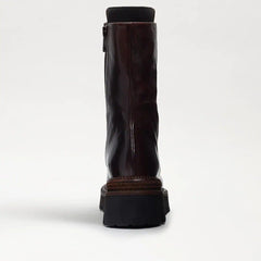 Sam Edelman Wyatt Cayenne Brown Lug Sole Moto Lace Up Lug Sole Combat Ankle Boot