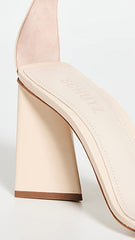 Schutz Avva Eggshell Clear Vamp Buckled Strap Open Toe Block Heeled Sandals