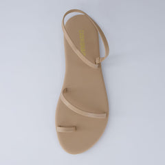 CUSHIONAIRE Chai Nude Flat Open Toe Comfortable Slip-On Casual Sandals 6.5