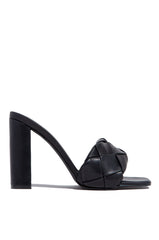 Luxemoda Worth The Wait Open Square Toe Slip-ON Chunky Heeled Mule Pump Sandals