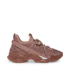 Steve Madden Maxima Mauve Rhinestone Lace Up Chunky Heel Low Top Fashion Sneaker