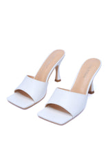 Cape Robbin Town Square On Your Knees White Mid Heel Open Toe Pumps Sandals