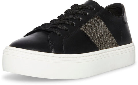 Steve Madden Swept Black Lace Up Rounded Closed Toe Platform Fashion Sneakers