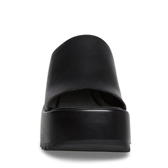 Steve Madden Pepe30 Black Leat Leather Square Toe Lug Sole Platform Mule Sandals