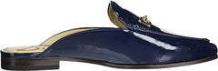 Sam Edelman Linnie Royal Navy Chain Embellished Slip On Almond Toe Flat Mules