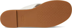 Cole Haan Anica Ivory Leather Open Toe Slip On Knotted Strap Flat Slides Sandals