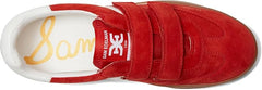 Sam Edelman Talia Red Coral Leather Rounded Toe Low Top Lace Up Flat Sneakers