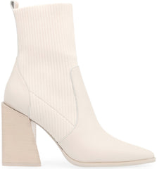 Steve Madden Tackle Bone Leather Pointed Toe Stretch Gore Fitted Ankle Boot