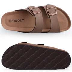 Unisex Cork Footbed Slides Arch Support Adjustable Buckle Summer Sandals 9