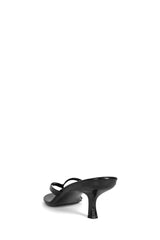 Jeffrey Campbell Thong-3 Black Combo Rounded Open Toe Slip On Heeled Sandal