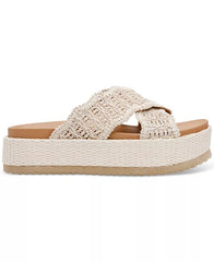 Dolce Vita Sivan Ivory Raffia Fashion Slip On Casual Open Toe Platform Sandals 7.5