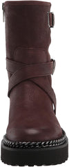 Vince Camuto Messtia Burgundy Motorcycle Buckle Moto Chain Chunky Platform Boots