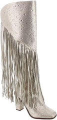 Jessica Simpson Asire Champagne Block Heel Squared Toe Over The Knee Boots