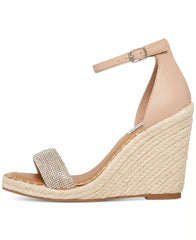 Steve Madden Submit Nude Rhinestone Fashion Open Toe Espadrille Wedge Sandals
