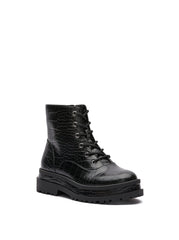 Jessica Simpson Enita Lace-Up Lug Sole Round-toe Platform Combat Boots Black