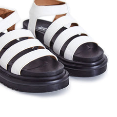 Lemonade Clueless White Strappy Ankle Buckle Cushioned Platform Wedge Sandals