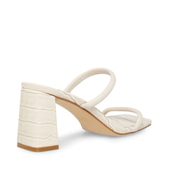 Steve Madden Lilah Square Open Toe Angled Block Heel Sandal Bone Croco
