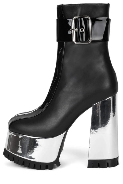 Jeffrey Campbell Robotic Black Silver Metallic Fashion Platform High Heel Boots