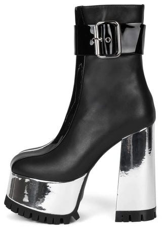 Jeffrey Campbell Robotic Black Silver Metallic Fashion Platform High Heel Boots
