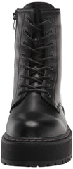Steve Madden Bettyy Black Leather Lace Up Platform Combat Boot