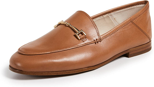 Sam Edelman Loraine Saddle Smooth Leather Almond Toe Slip On Stacked Heel Loafer