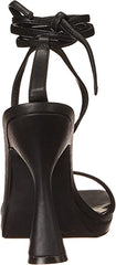 Steve Madden Lafayette Black Spool Heel Lace Up Open Squared Toe Heeled Sandals