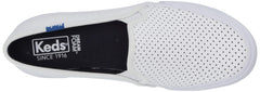 Keds Double Decker White Perforated Leather Low Top Rounded Toe Slip On Sneakers