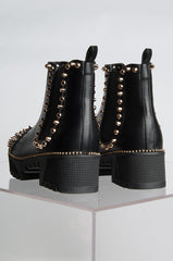 Cape Robbin Spiky Rager Black Vegan Leather Gold Spike Platform Chelsea Boot