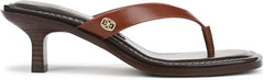 Sam Edelman Dollie Burnt Brandy Thong Squared Toe Slip On Kitten Heeled Sandals