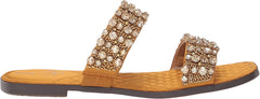 Sam Edelman Ezel Golden Yellow Squared Open Toe Embellished Slip On Flat Sandals