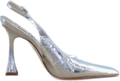 Sam Edelman Odette Soft Silver Fashion Buckle Pointed Toe Slingback Stiletto Pumps