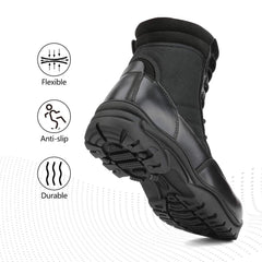 NORTIV 8 Men's Military Work Boots Side Zipper Leather Motorcycle Combat Boots 7.5