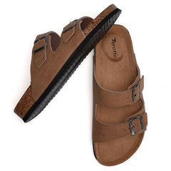 Torotto Mens Slides with Cork Footbed Open Toe Adjustable Webbing Flat Sandals 46