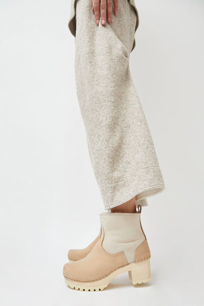 NO6 5" Pull On Shearling Clog Boot on Mid Tread in Bone Suede on White Base 36