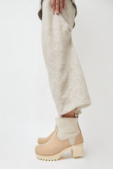 NO6 5" Pull On Shearling Clog Boot on Mid Tread in Bone Suede on White Base 36